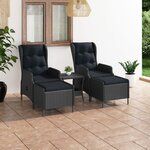 vidaXL Salon de jardin 3 Pièces avec coussins résine tressée gris foncé
