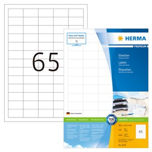 HERMA Étiquettes permanentes PREMIUM A4 38 1x21 2 mm 100 Feuilles