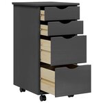 vidaXL Armoire roulante avec tiroirs MOSS gris bois de pin solide