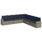 vidaXL Salon de jardin 9 Pièces avec coussins gris résine tressée