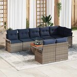 vidaXL Ensemble de canapé de jardin avec coussin 9 Pièces Gris polyrotin