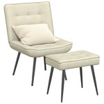 vidaXL Chaise de relaxation avec tabouret crème velours