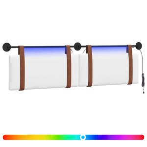 vidaXL Tête de lit suspendue Avec lumière LED Blanc PU antique