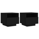 vidaXL Armoires de chevet avec lumières LED 2 Pièces noir 40x39x37 cm