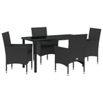Ensemble de Salle à Manger de Jardin 5 Pièces avec Coussins Poly Rattan Noir