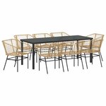 vidaXL Ensemble de salle à manger pour jardin 9 Pièces Marron polyrotin