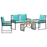 vidaXL Ensemble de meubles d'extérieur 9 Pièces Noir et turquoise