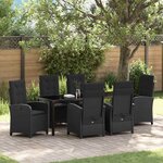 vidaXL Ensemble de salle à manger pour jardin 7 Pièces Noir polyrotin