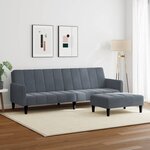 vidaXL Canapé-lit à 2 places avec repose-pied gris foncé velours