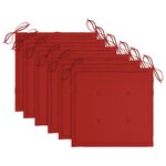 vidaXL Chaises de jardin et coussins rouge lot de 6 Bois teck massif