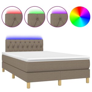 vidaXL Sommier à lattes de lit matelas et LED taupe 120x190 cm tissu
