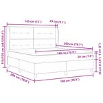 Lit à sommier box avec matelas Gris foncé 180x200 cm Velours