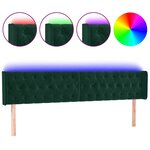 vidaXL Tête de lit à LED Vert foncé 203x16x78/88 cm Velours