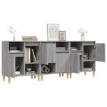 vidaXL Buffets 3 Pièces sonoma gris 60x35x70 cm bois d'ingénierie
