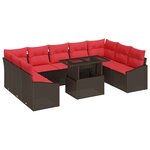 vidaXL Ensemble de Canapés 10 Pièces Marron et rouge polyrotin