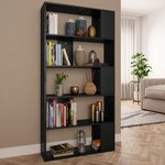 vidaXL Bibliothèque/Séparateur de pièce Noir Bois d’ingénierie