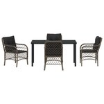 vidaXL Set de salle à manger de jardin 5 pièces avec coussins gris en rotin poli