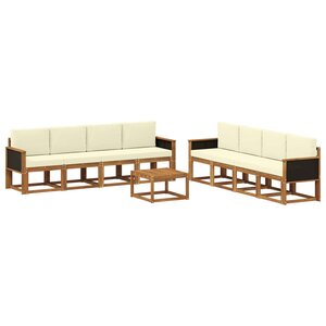 vidaXL Ensemble de canapés d'extérieur 9 pc Naturel et Crème