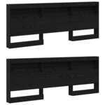 vidaXL Tête de lit de rangement Chêne noir 200 cm Bois d'ingénierie