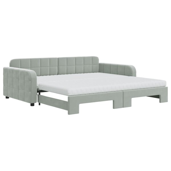 vidaXL Lit de jour et gigogne et matelas gris clair 100x200 cm velours