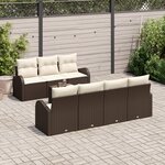 Ensemble de Canapés de Jardin vidaXL 8 Pièces avec Oreillers Marron Poly Rattan