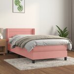 vidaXL Sommier à lattes de lit avec matelas Rose 100x200 cm Velours
