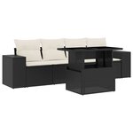 vidaXL Salon de jardin 5 Pièces avec coussins noir résine tressée