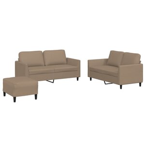 vidaXL Ensemble de canapés 3 Pièces avec coussins Cappuccino Similicuir