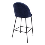 2 chaises de bar en velours bleu avec pieds noirs