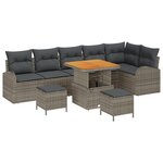 vidaXL Ensemble de canapé de jardin 9 pièces avec coussins gris en polyrotin