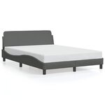 vidaXL Cadre de lit Dover gris foncé 137x190 cm tissu