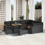 vidaXL Ensemble de canapé de jardin 12 Pièces Noir Poly rotin