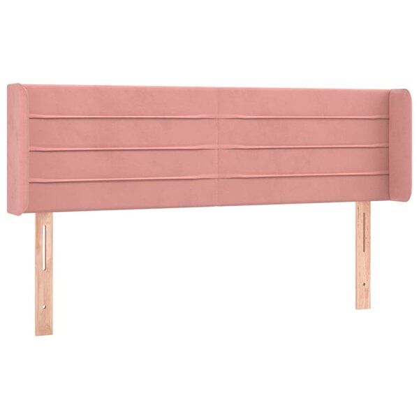 vidaXL Tête de lit avec oreilles Rose 147x16x78/88 cm Velours