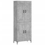 vidaXL Buffet haut Gris béton 69 5x34x180 cm Bois d'ingénierie