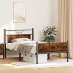 vidaXL Cadre de lit sans matelas chêne fumé 107x203 cm bois ingénierie