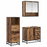 vidaXL Ensemble de mobilier de salle de bain 3 Pièces Bois Ancien