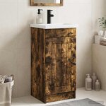 vidaXL Meuble de salle de bain avec évier Chêne fumé 42 x 40 x 84 5 cm