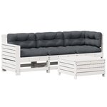 vidaXL Salon de jardin 4 Pièces avec coussins blanc bois de pin massif