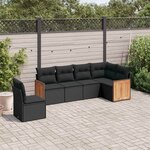 vidaXL Salon de jardin 6 Pièces avec coussins noir résine tressée