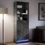 vidaXL Buffet haut avec LED gris béton 69x32 5x200cm bois d’ingénierie
