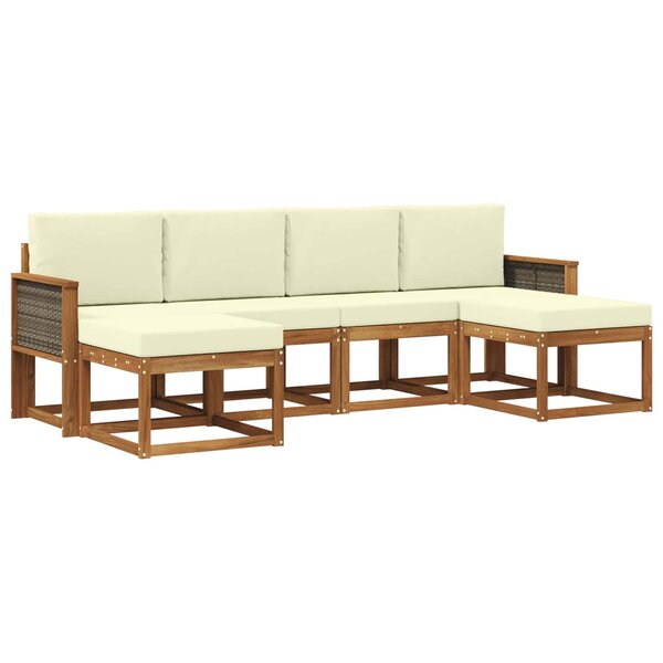 vidaXL Ensemble de canapés d'extérieur 6 pc Naturel et Crème Polyester