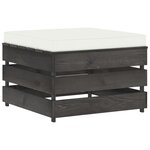 vidaXL Salon de jardin 3 Pièces avec coussins gris bois imprégné