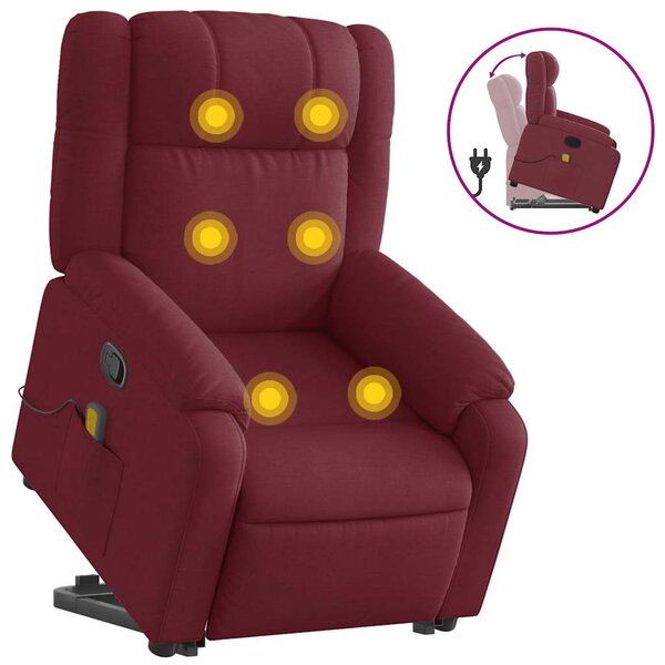 vidaXL Fauteuil inclinable de massage Rouge bordeaux Tissu