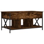vidaXL Table basse chêne fumé 100x55x50 cm bois d'ingénierie et métal