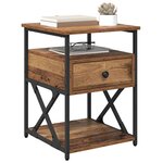 vidaXL Cabinet de chevet avec tiroir 2 Pièces Bois ancien 40 x 42 x 55 cm