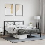 vidaXL Cadre de lit métal sans matelas avec tête de lit noir 140x190cm