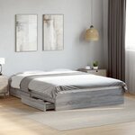 vidaXL Cadre de lit avec tiroirs sans matelas sonoma gris 135x190 cm