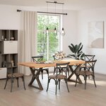 vidaXL Table à manger avec bord naturel 240x120x74cm bois massif chêne