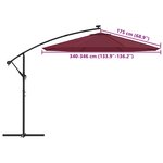 vidaXL Tissu de remplacement pour parasol déporté Rouge bordeaux 350cm