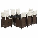 vidaXL Ensemble de bistro de jardin 9 Pièces coussins marron poly rotin